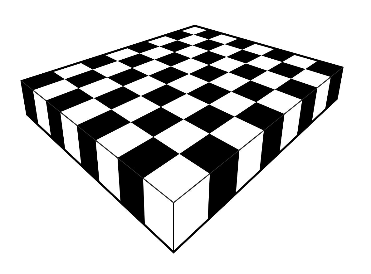 Draw a chessboard in perspective view, using straightedge only