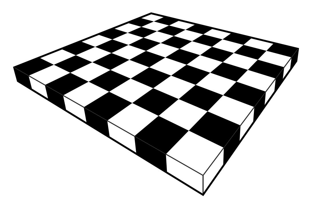 Draw a chessboard in perspective view, using straightedge only