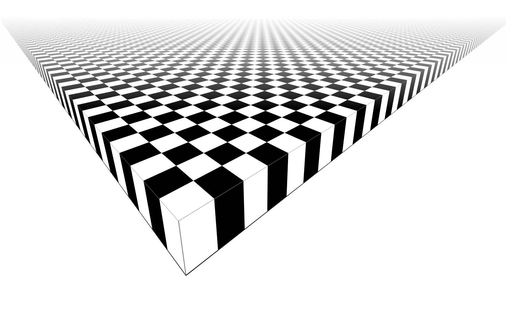 Draw a chessboard in perspective view, using straightedge only